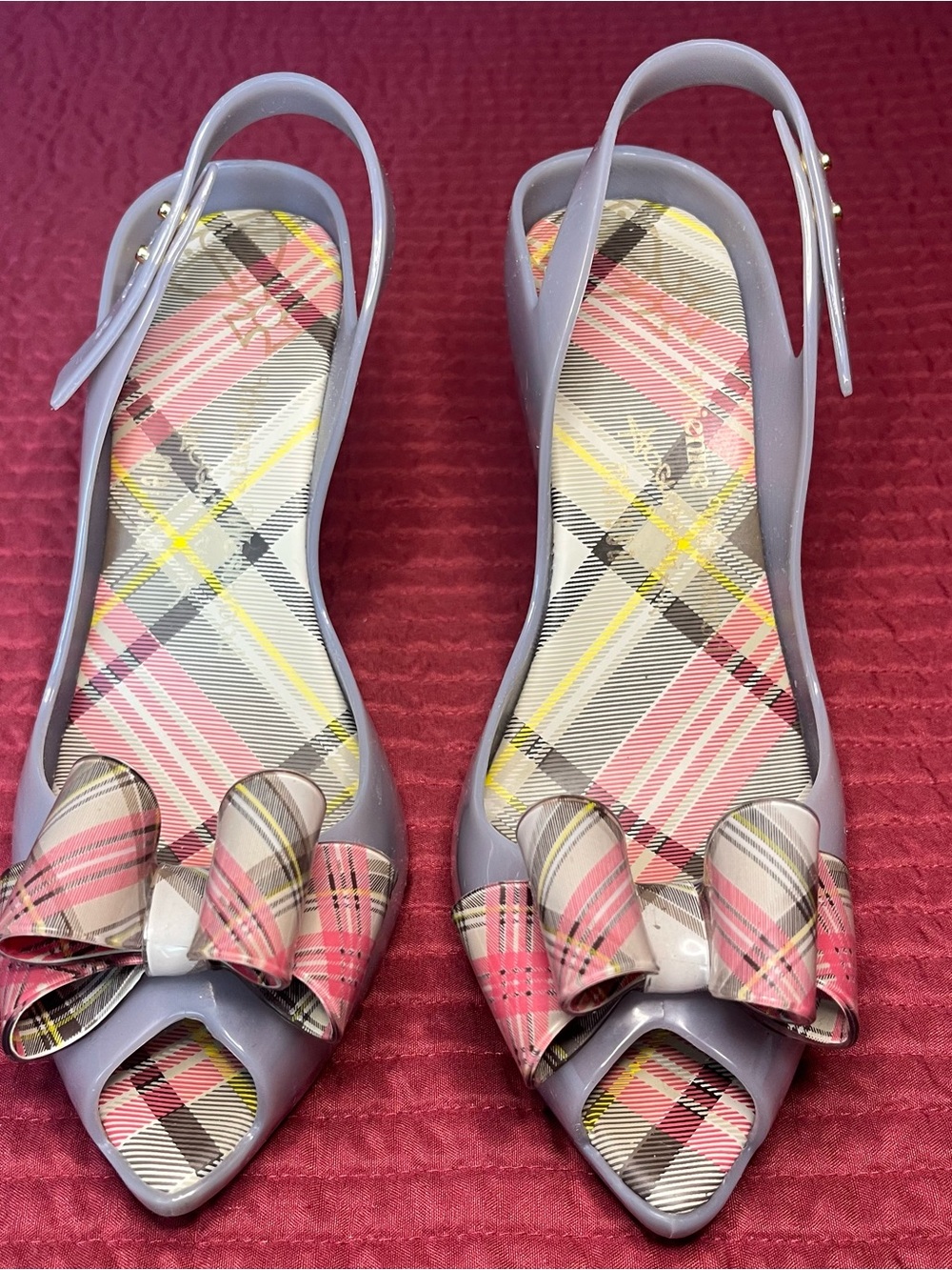 Vivienne Westwood Anglomania x Melissa Lady Dragon Tartan Bow Pump Size 8